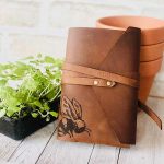 leather personalised garden journal, wrap style