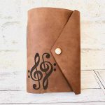 leather personalised music journal, snap style