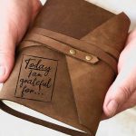 leather personalised gratitude journal, wrap style