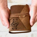 leather personalised music journal, wrap style