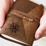 leather personalised travel journal, wrap style