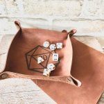 D20 Leather Dice Tray with dice inside