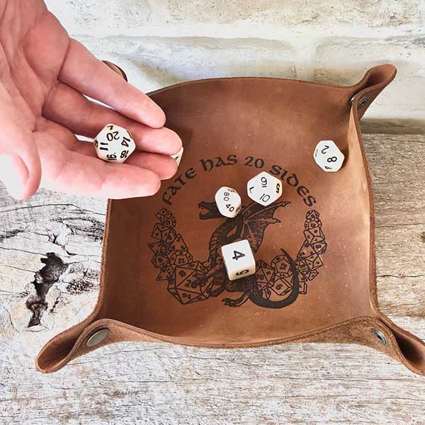 D20 Leather Dice Tray