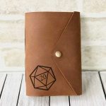 D20 leather gaming and dungeons and dragons (DnD) journal, snap style