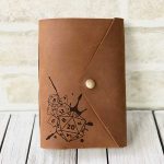 leather dice splat gaming/Dungeons and Dragons (DnD) journal, snap style