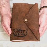 leather personalised A5 recipe journal, snap style
